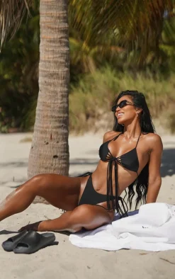 Black Tassel Knot Bikini Top