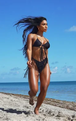 Black Tassel Knot Bikini Top