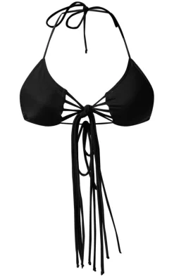 Black Tassel Knot Bikini Top