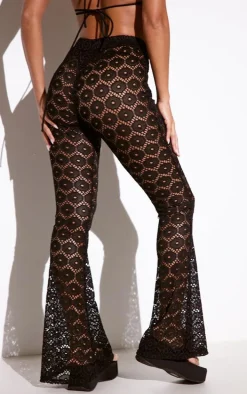 Black Textured Beach Flares