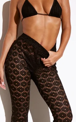 Black Textured Beach Flares