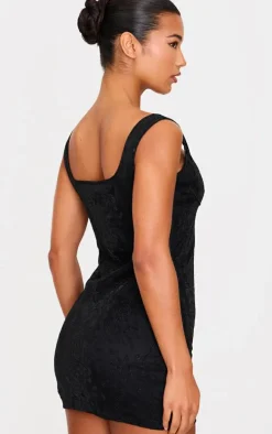 Black Textured Glitter Underwire Strappy Shift Dress