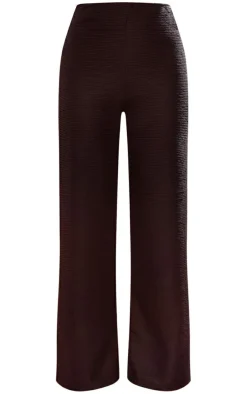 Black Textured Jersey Mid Rise Wide Leg Pants