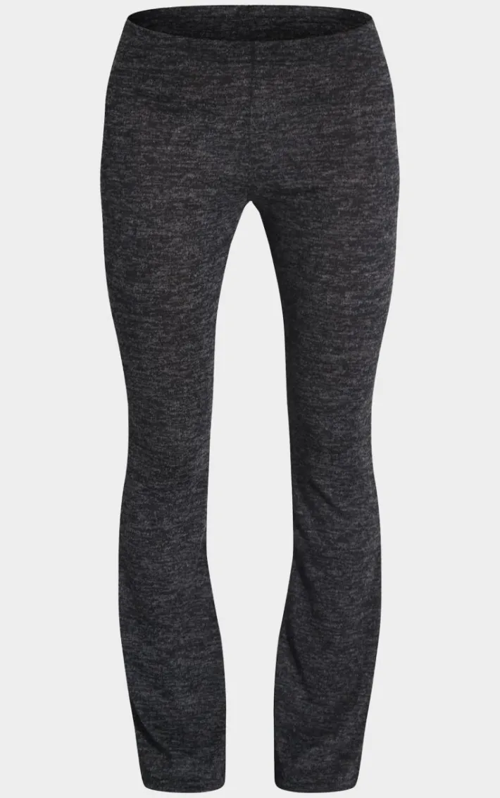 Black Textured Marl Contrast Seam Skinny Flare Pants