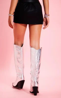 Black Textured Metallic Seam Detail Low Rise Micro Mini Skirt