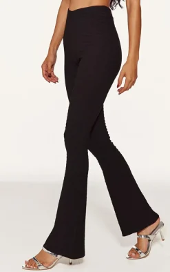 Black Textured Skinny Flare Pants