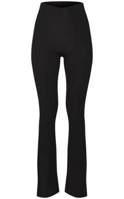 Black Textured Skinny Flare Pants