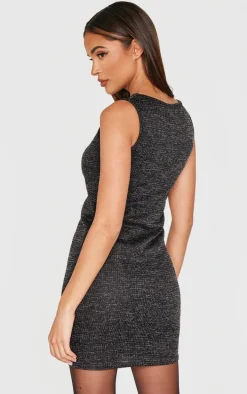 Black Textured Sleeveless Bodycon Dress