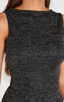 Black Textured Sleeveless Bodycon Dress