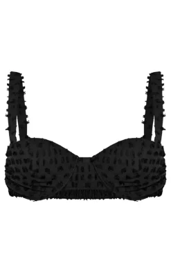 Black Textured Strappy Bralet