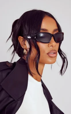 Black Thick Frame Visor Sunglasses