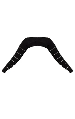 Black Thick Rib Knit Sleeves