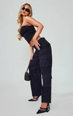 Black Tie Cuff Straight Leg Cargos