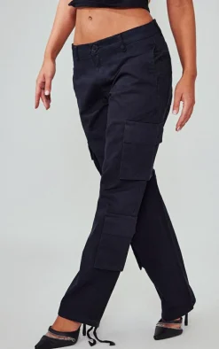Black Tie Cuff Straight Leg Cargos