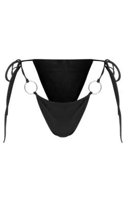 Black Tie Side O Ring Bikini Bottoms