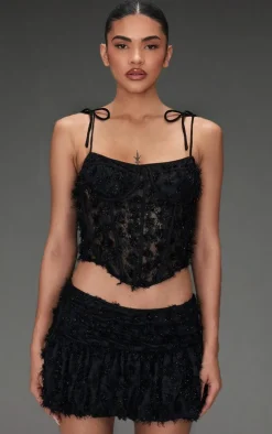 Black Tinsel Lace Corset