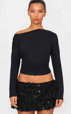 Black Tinsel Velvet Rara Mini Skort