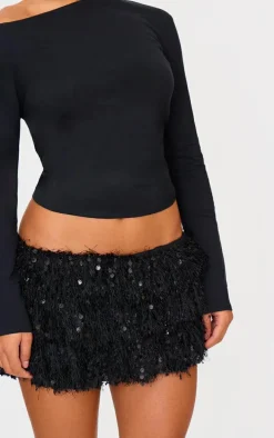 Black Tinsel Velvet Rara Mini Skort