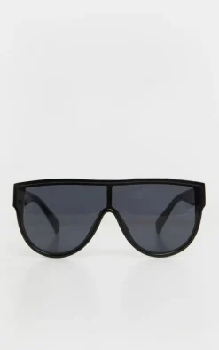 Black Tinted Oversized Flat Top Sunglasses