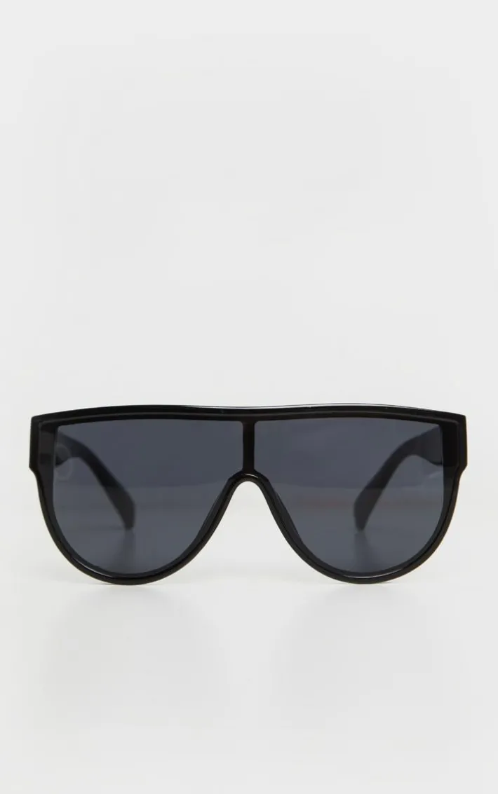 Black Tinted Oversized Flat Top Sunglasses