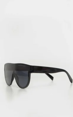 Black Tinted Oversized Flat Top Sunglasses