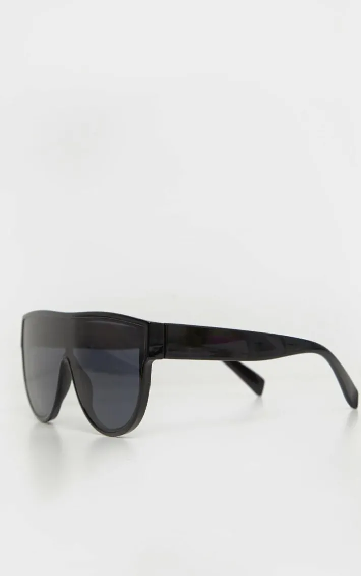 Black Tinted Oversized Flat Top Sunglasses