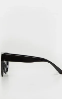 Black Tinted Oversized Flat Top Sunglasses