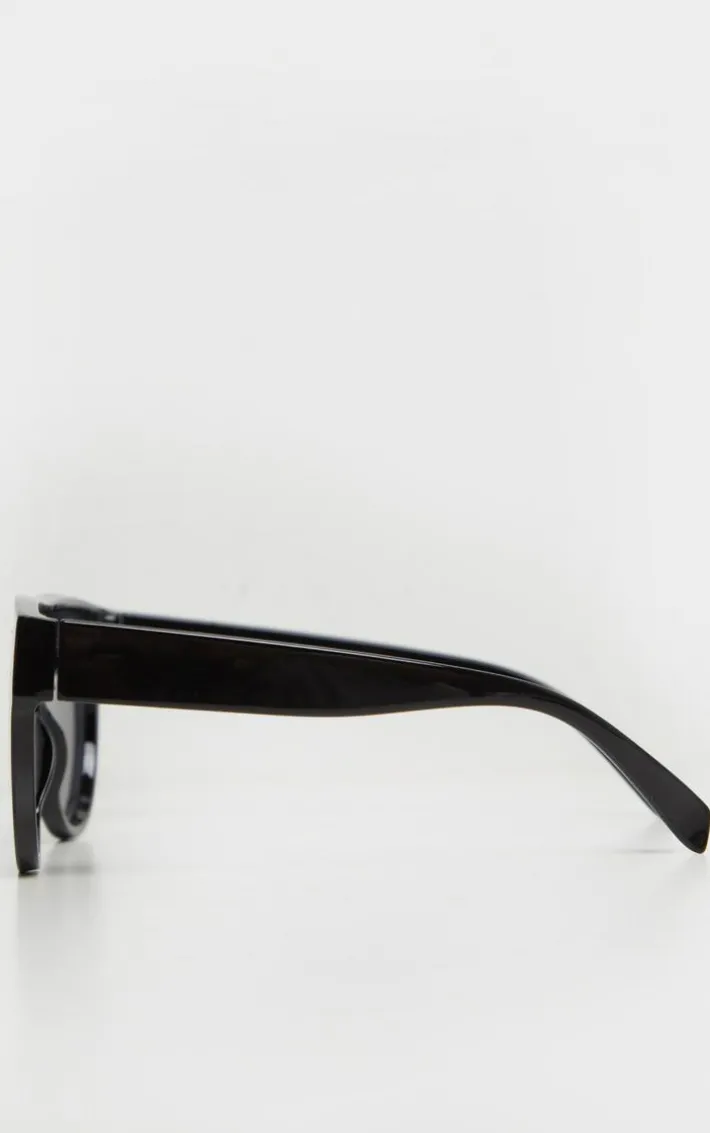 Black Tinted Oversized Flat Top Sunglasses