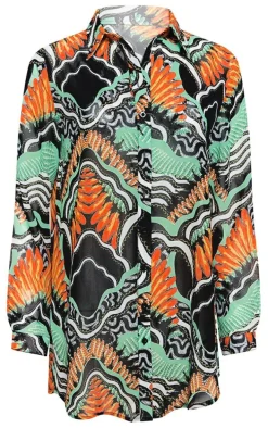 Black Tribal Print Beach Shirt