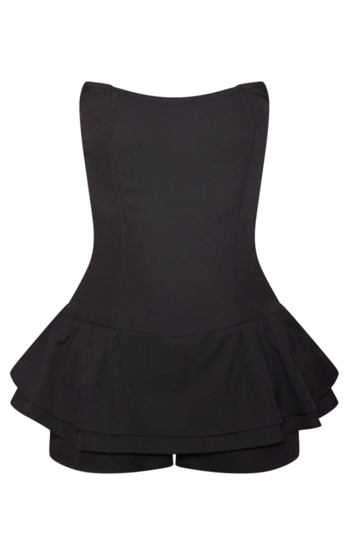 Black Twill Bandeau Rara Romper