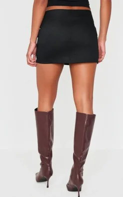 Black Twill Multi Belt Detail Mini Skirt