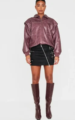 Black Twill Multi Belt Detail Mini Skirt