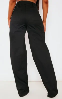 Black Twill Pocket Detail High Waist Cargo Pants