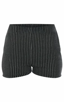 Black Two Tone Rib Hot Pant