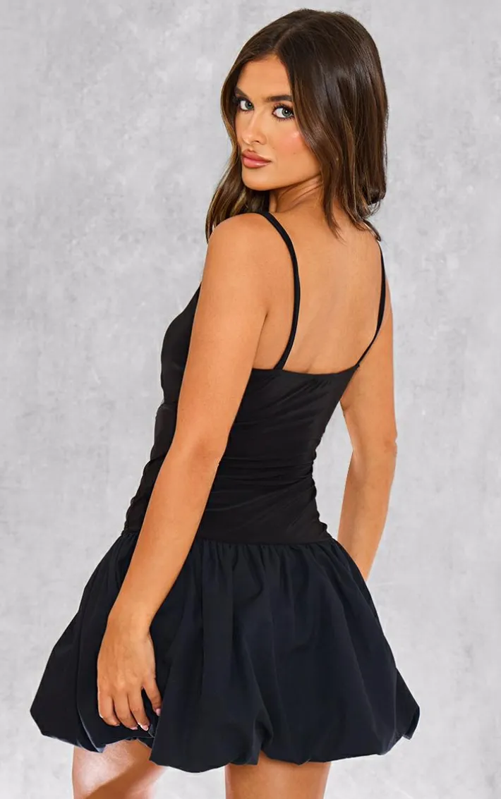 Black Underbust Cut Out Puffball Mini Dress