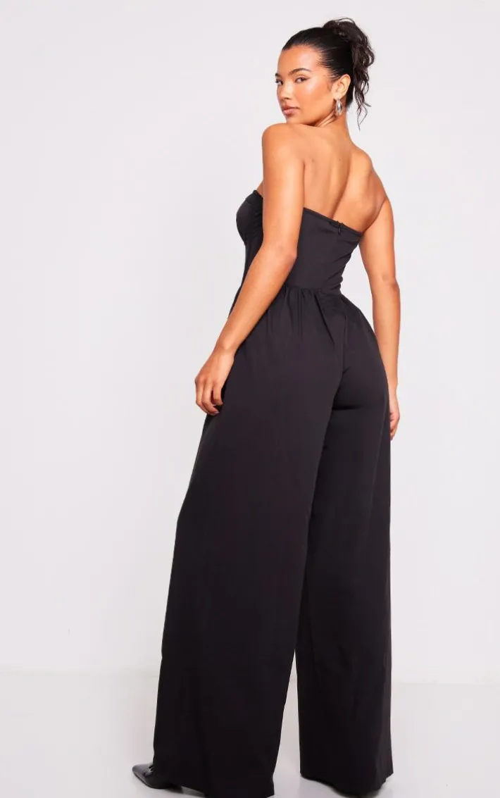 Black Underwire Corset Detail Tailored Jumpsuit