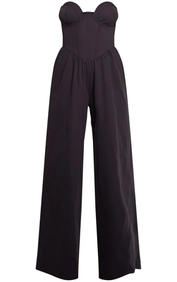Black Underwire Corset Detail Tailored Jumpsuit