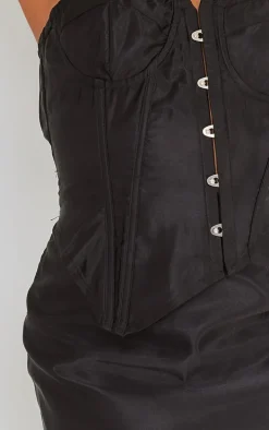 Black Underwire Hook And Eye Corset Detail Shift Dress