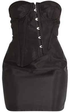 Black Underwire Hook And Eye Corset Detail Shift Dress