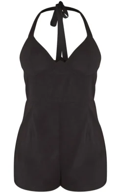 Black Underwire Tie Strap Chiffon Romper