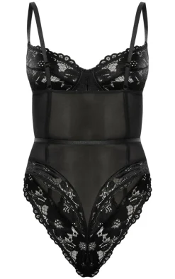 Black Underwired Cage Lace Body