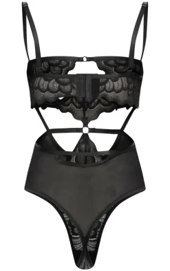 Black Underwired Cut Out Lace Body