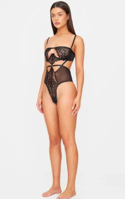 Black Underwired Cut Out Lace Body