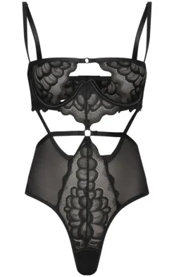 Black Underwired Cut Out Lace Body