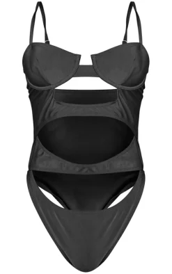 Black Underwired Cut Out Swimsuit