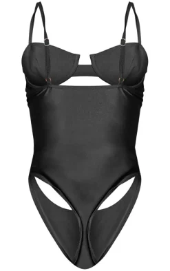 Black Underwired Cut Out Swimsuit