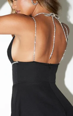 Black Underwired Diamante Romper