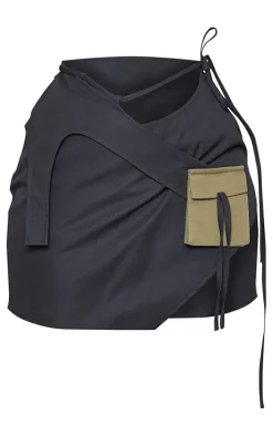 Black Utility Contrast Pocket Detail Mini Skirt