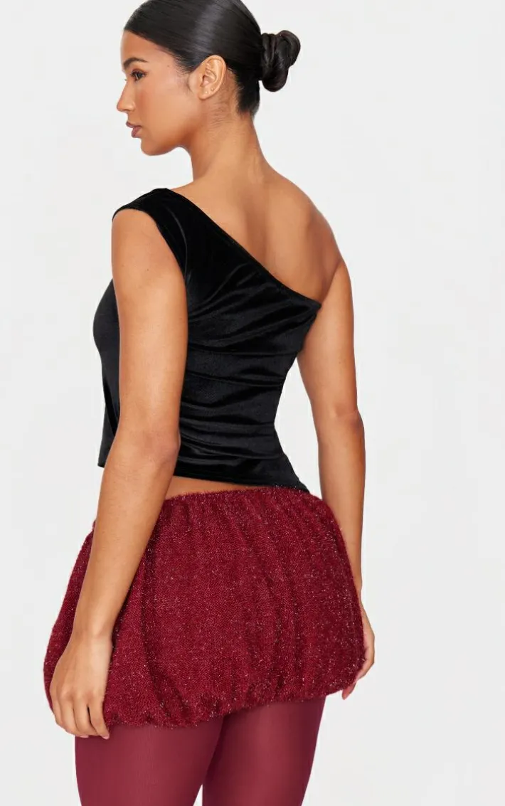 Black Velvet Asymmetric Long Top