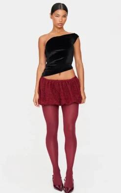 Black Velvet Asymmetric Long Top